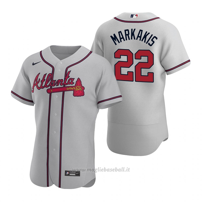 Maglia Baseball Uomo Atlanta Braves Nick Markakis Autentico 2020 Road Grigio